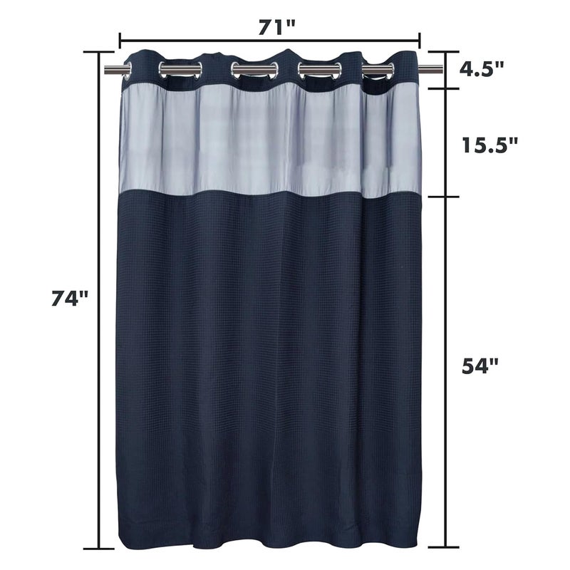 River Dream Navy Blue Fabric Shower Curtain Set, Cotton Blend, Waffle Weave, with Snap in Replacement Linerï¼Œ71 x 74 inches - Image 5